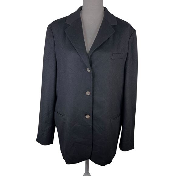 LL Bean Coat Blazer Wool Cashmere Blend 18W Black Pockets - Picture 9 of 16